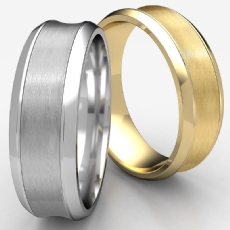 Concave Center Beveled Edge Unisex 14k Gold Yellow Wedding Band