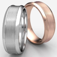 Concave Center Beveled Edge Unisex 14k Rose Gold Wedding Band