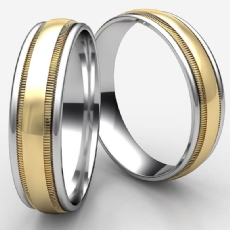 High Polish Milgrain Unisex 2 Tone Gold Carved Wedding Band