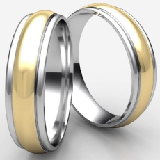 High Polished Round Edge Two Tone Gold Unisex Wedding Band