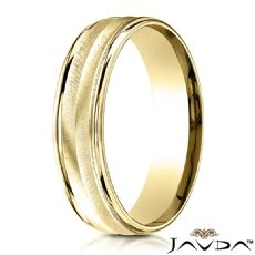 Satin Finished Chevron Design 14k Gold Yellow Men's Wedding Band