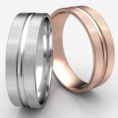 Satin Finish Center Cut 14k Rose Gold Men's Carved Wedding Band