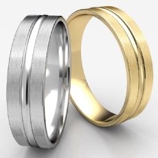 Men's White Gold Satin Finish Center Cut Carved Wedding Band