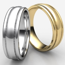 High Polished Domed Milgrain Men's 14k Gold Yellow Wedding Band