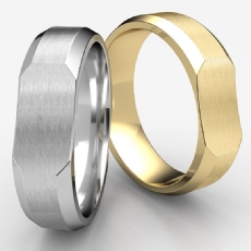 Satin Finish Beveled Edge Unisex White Gold Bone Wedding Band