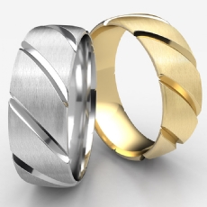 Candy Cane Satin Finished Unisex Wedding Band 14k Gold Yellow