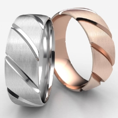 Candy Cane Satin Finished Unisex Wedding Band 14k Rose Gold
