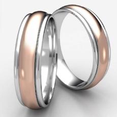 High Polish Unisex Two Tone Gold Carved Design Wedding Band