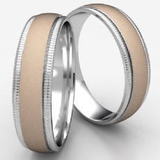 High Polish Milgrain Edge Unisex Two Tone Gold Wedding Band