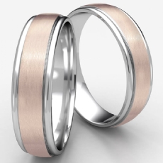Satin Center Polished Edge Unisex Two Tone Gold Wedding Band