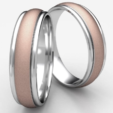 Wire Finish Center Polish Edge 2 Tone Gold Mens Wedding Band