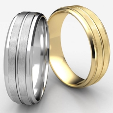 Satin Finished Beveled Edge Men's White Gold Wedding Band