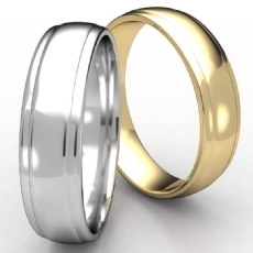 High Polished Finish Drop Edge Men's White Gold Wedding Band