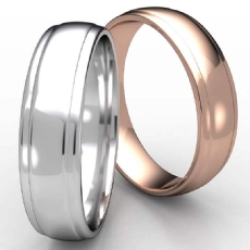 High Polished Finish Drop Edge Men's 14k Rose Gold Wedding Band