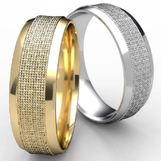 Beveled Edge Florentine Center Men's White Gold Wedding Band