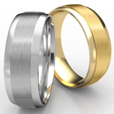 Satin Center Polished Edge Unisex 14k Gold Yellow Wedding Band