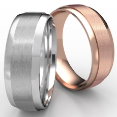 Satin Center Polished Edge Unisex 14k Rose Gold Wedding Band