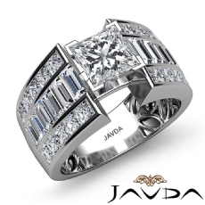 Channel Baguette Prong Set diamond Ring 14k Gold White
