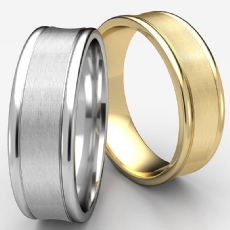 Satin Finished Concave Unisex Carved Wedding Band White Gold