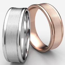 Satin Finished Concave Unisex Carved Wedding Band 14k Rose Gold