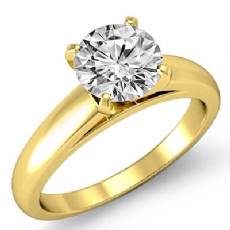 Domed Cathedral Solitaire diamond Ring 14k Gold Yellow