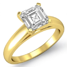 Domed Cathedral Solitaire diamond Ring 18k Gold Yellow
