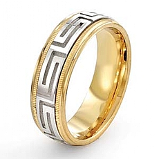 14k Two Tone Gold Wedding Band Ring Maze Design 6.35mm