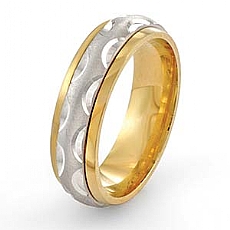 14k Two Tone Gold Wedding Band Ring 6mm