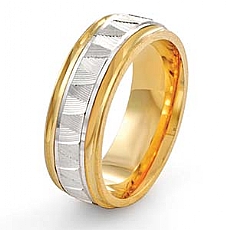 5.5 Gram 14k Two Tone Gold Wedding Band 6mm