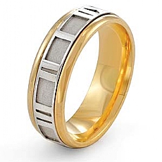 14K Two Tone Gold Wedding Band Ring 7mm