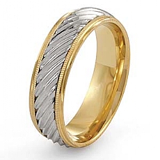 14k Two Tone Gold Wedding Band Ring 6mm