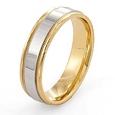 14k Two Tone Gold Wedding Band Ring 6mm