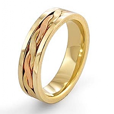14k Two Tone Gold Wedding Band Ring 5mm