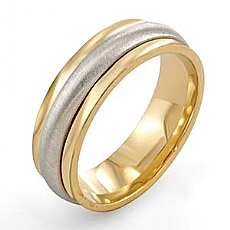 14k Two Tone Gold Wedding Band Ring 6mm