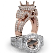 Round Diamond Engagement Ring Antique & Vintage Halo Pave Semi Mount 14k Rose Gold 2.7Ct - javda.com 
