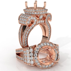 Round Diamond Engagement Ring Antique & Vintage Halo Pave Semi Mount 14k Rose Gold  (2.7Ct. tw.)