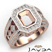Emerald Semi-Mount Vintage Diamond Engagement Ring Halo Pave Setting 18k Rose Gold 2.3Ct - javda.com 