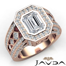 Vintage Style Bezel Halo Pave diamond  18k Rose Gold