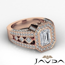 Vintage Style Bezel Halo Pave diamond Ring 14k Rose Gold
