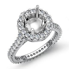 Diamond Engagement Ring 14k White Gold Round Semi Mount Halo Pave Setting 1.5Ct