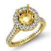 Diamond Engagement Ring 18k Yellow Gold Round Semi Mount Halo Pave Setting 1.5Ct - javda.com 