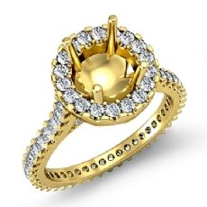Diamond Engagement Ring 18k Gold Yellow Round Semi Mount Halo Pave Setting  (1.5Ct. tw.)