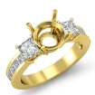 3Stone Diamond Engagement Ring 14k Yellow Gold Princess Round Setting 1.1Ct - javda.com 