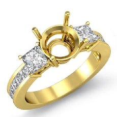 3Stone Diamond Engagement Ring 18k Gold Yellow Princess Round Setting  (1.1Ct. tw.)