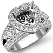 1.5Ct 3Stone Diamond Engagement Ring Halo Setting Platinum 950 Heart SemiMount