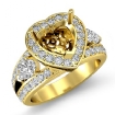 3 Stone Halo Diamond Engagement Heart Semi Mount Ring 18k Yellow Gold 1.5Ct - javda.com 