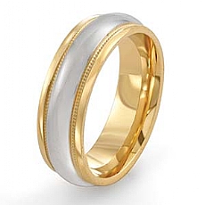 14k Two Tone Gold Wedding Band Ring 5.85mm