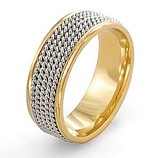 14k Two Tone Gold Wedding Band Ring w/ Rope Design 7.7mm