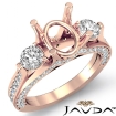 Three Stone Round Diamond Engagement Ring 18k Rose Gold Oval Cut Semi Mount 1.3Ct - javda.com 