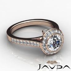 Accent Bezel Halo Micro Pave diamond Ring 18k Rose Gold